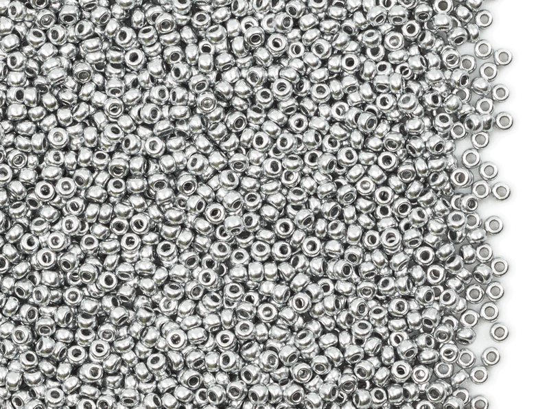 20 g 11/0 Seed Beads Preciosa Ornela, Aluminum Silver, Czech Glass