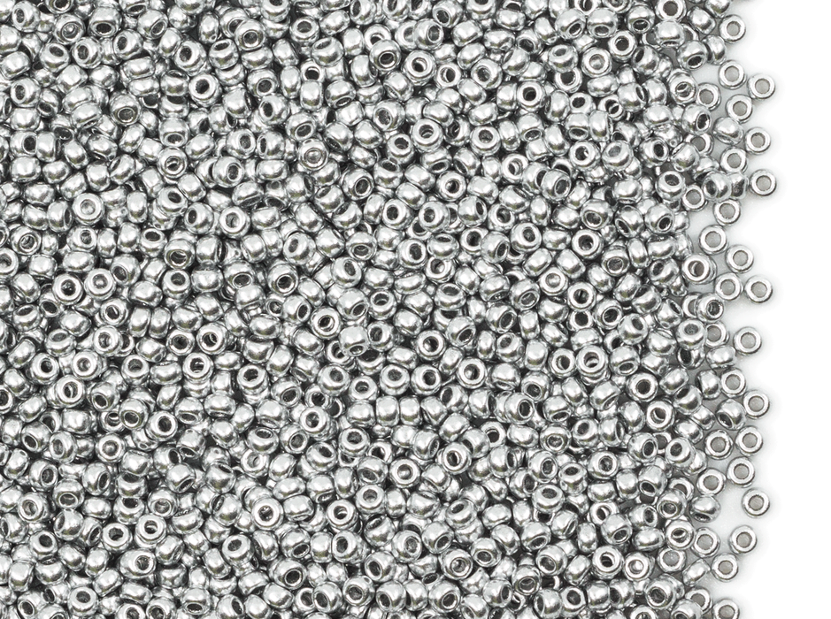 20 g 11/0 Seed Beads Preciosa Ornela, Aluminum Silver, Czech Glass