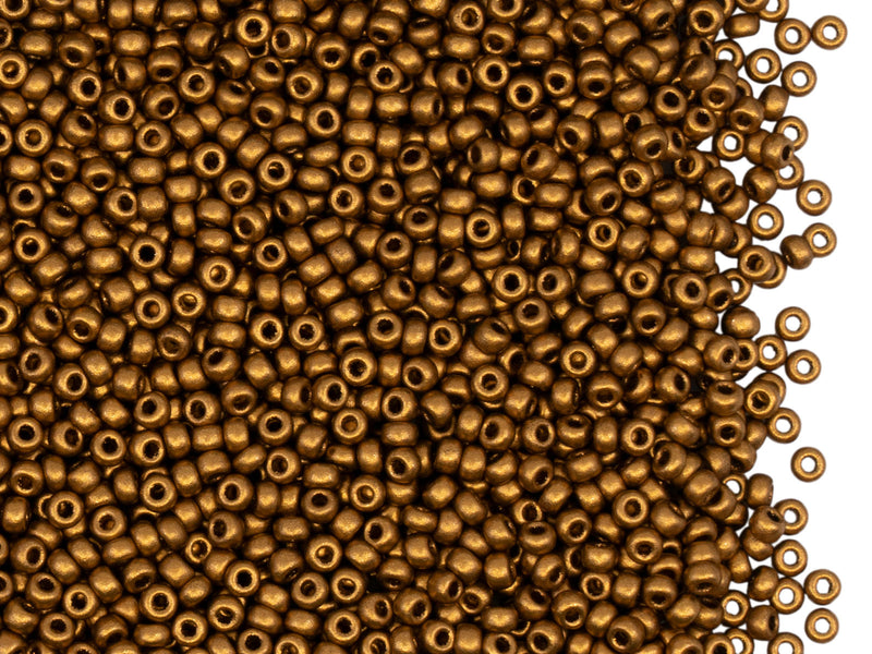 20 g 11/0 Seed Beads Preciosa Ornela, Brass Gold, Czech Glass