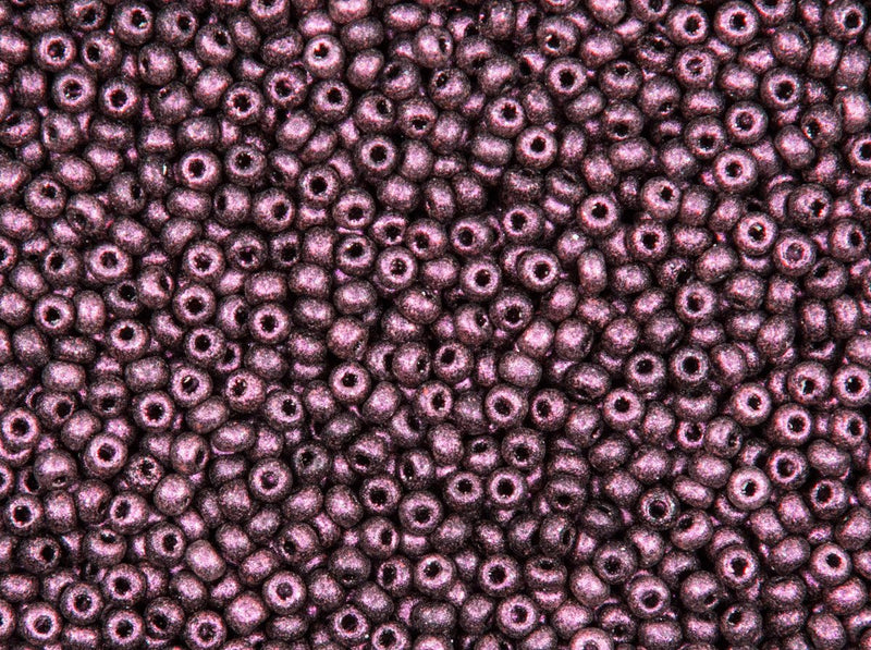 Rocailles 11/0 Jet Polychrome Rose Czech Glass Purple