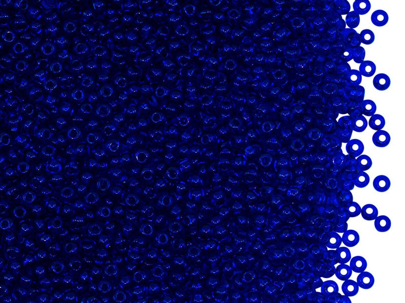 Rocailles Seed Beads 11/0, Cobalt Transparent, Czech Glass