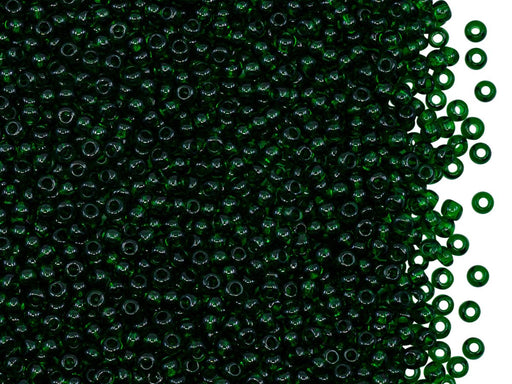 Rocailles Seed Beads 11/0, Green Transparent, Czech Glass