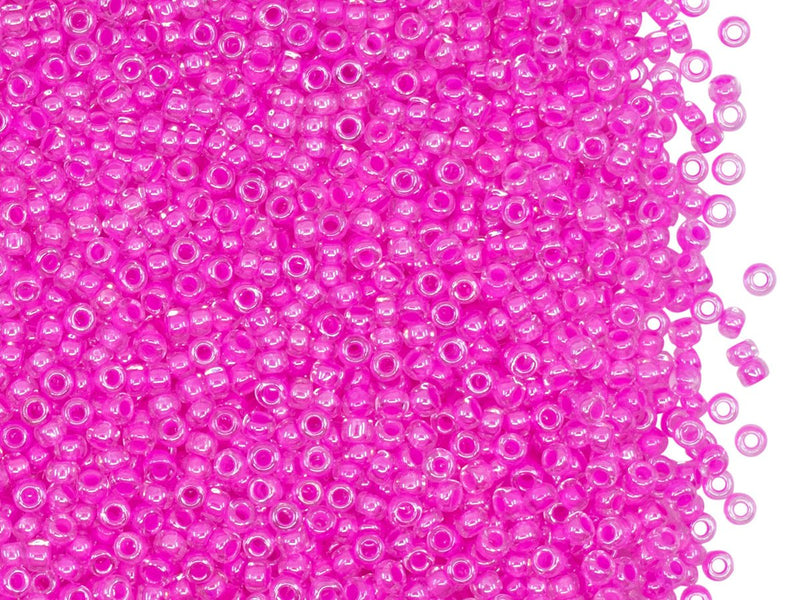 Rocailles Seed Beads 11/0, Crystal Pink Lined, Czech Glass