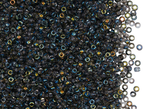 Rocailles Seed Beads 11/0, Crystal AB Black, Czech Glass