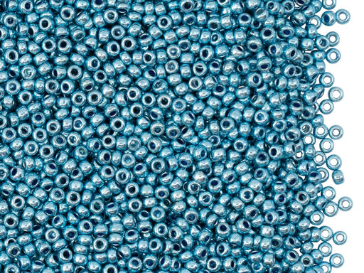 Rocailles Seed Beads 11/0, Blue Terra Metallic, Czech Glass