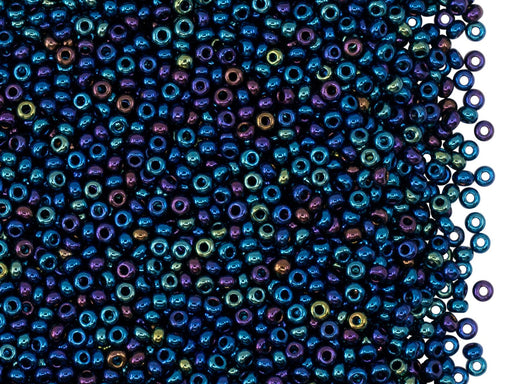 Rocailles Seed Beads 11/0, Blue Iris Metallic, Czech Glass