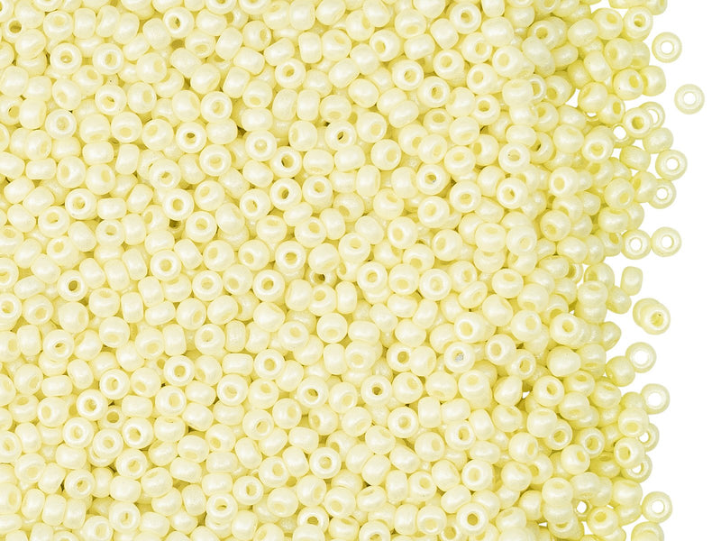 Rocailles Seed Beads 11/0, Yellow Cream Pearl, Czech Glass