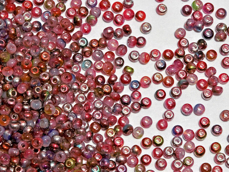 20 g Rocailles Seed Beads 11/0, White Alabaster Magic Apple, Czech Glass