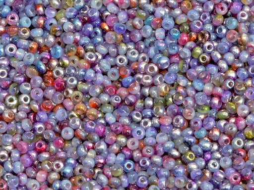 Rocailles Seed Beads 11/0, White Alabaster Magic Blue, Czech Glass