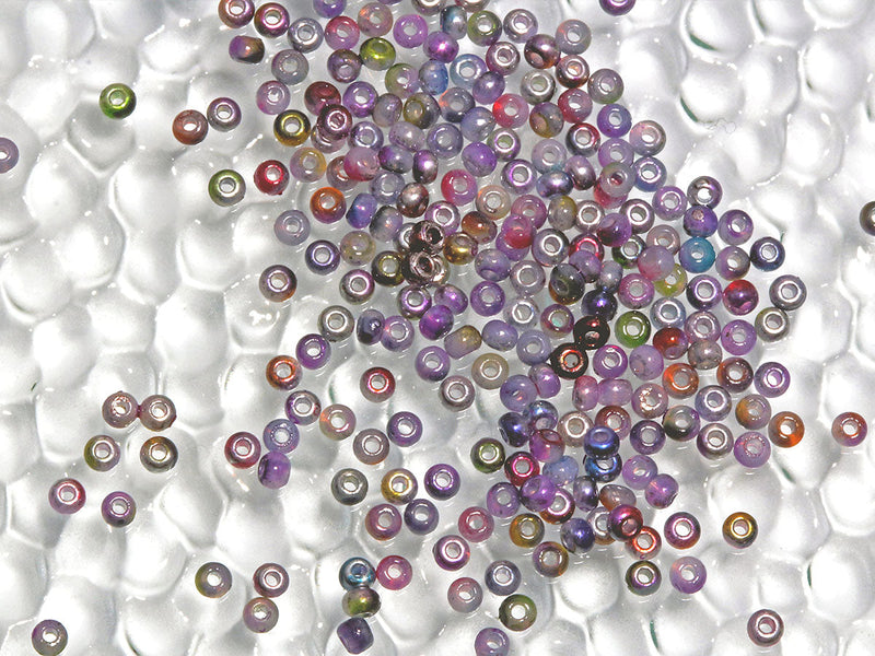 20 g Rocailles Seed Beads 11/0, White Alabaster Magic Blue, Czech Glass