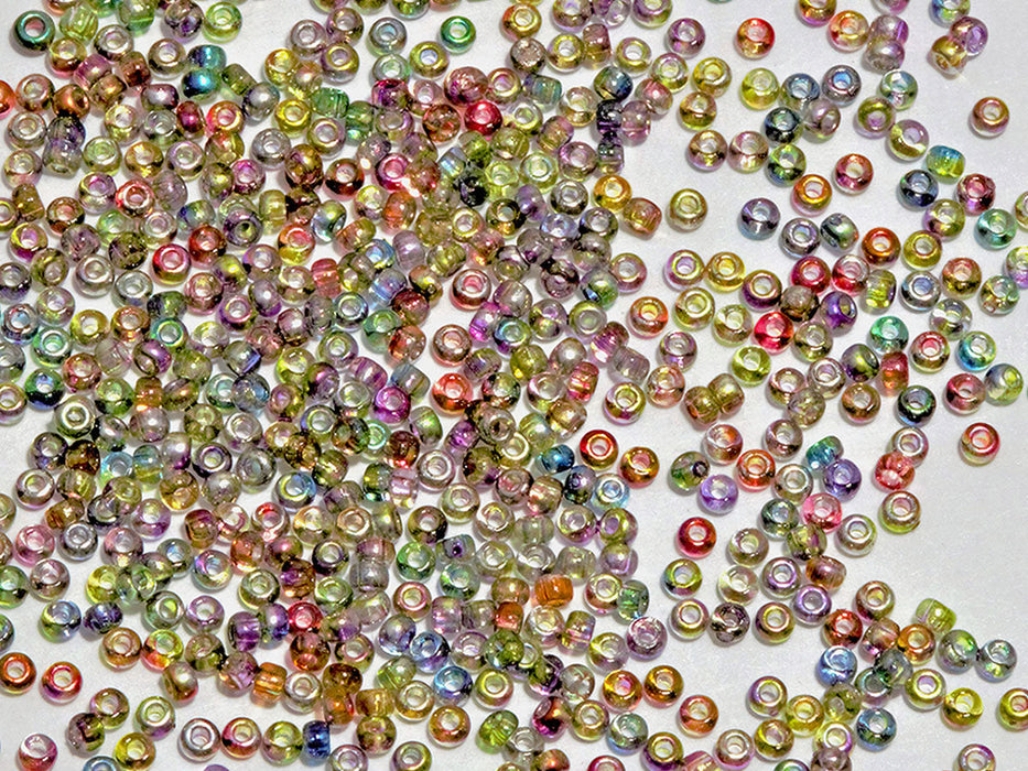 20 g Rocailles Seed Beads 11/0, Crystal Magic Yellow Brown, Czech Glass