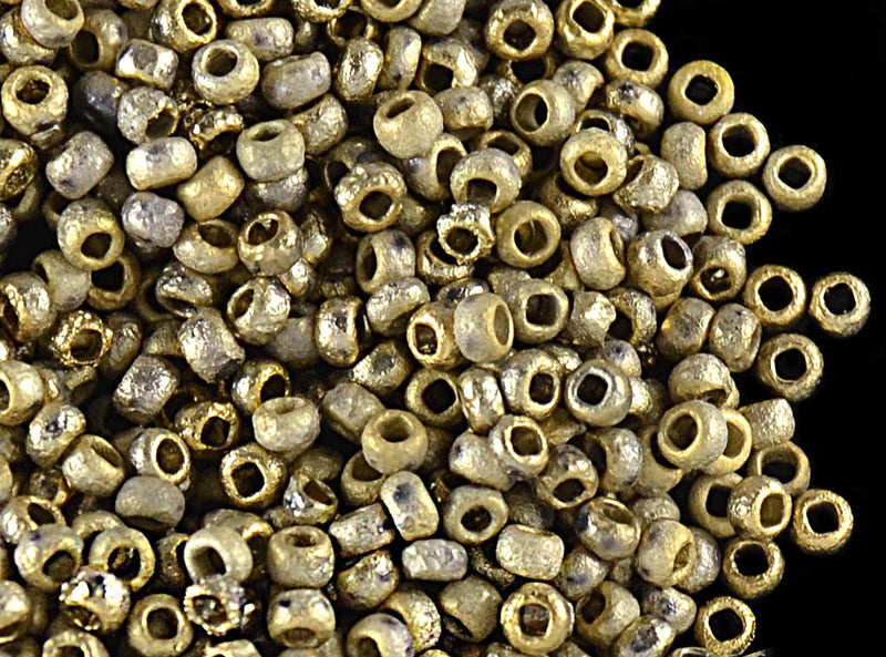 10 g 11/0 Etched Seed Beads, Crystal Etched Amber Full, Czech Glass