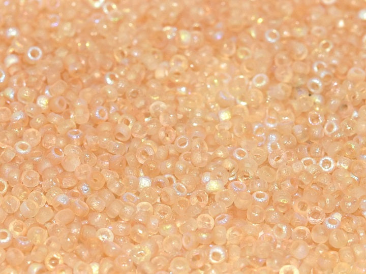 10 g 11/0 Etched Seed Beads, Etched Crystal Yellow Rainbow, Czech Glass
