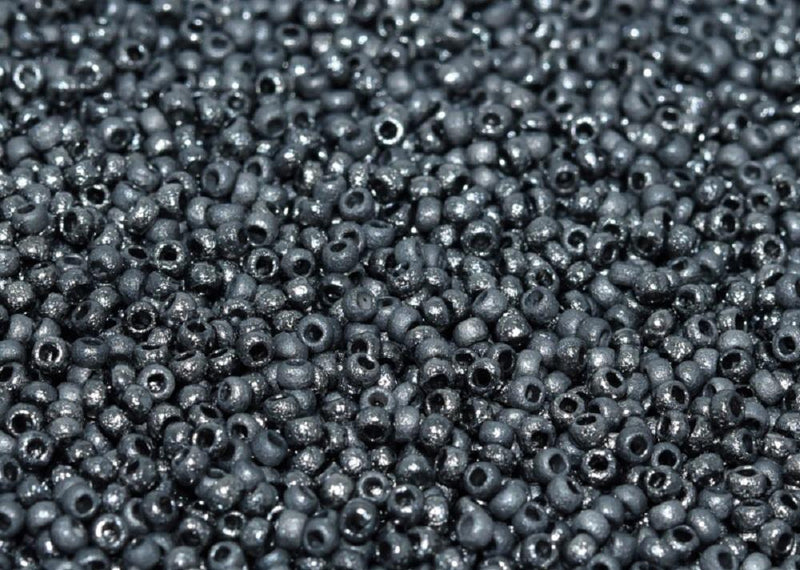 Etched Seed Beads 11/0, Crystal Etched Chrome Full, Czech Glass