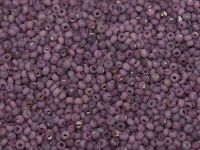 Etched Seed Beads 11/0, Chalk White Etched Lila Vega Luster, Czech Glass