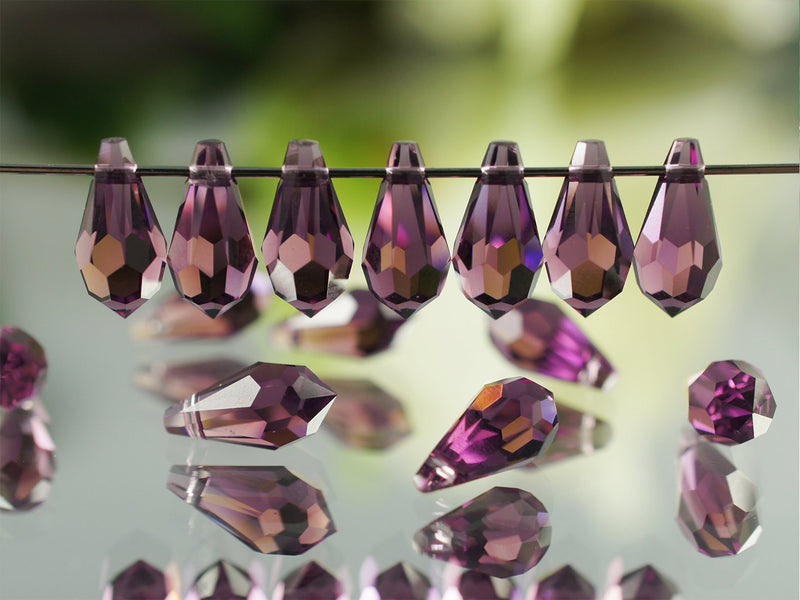 2 pcs Swarovski Elements 6000 Teardrop Pendant, 11x5.5mm, Amethyst, Czech Glass