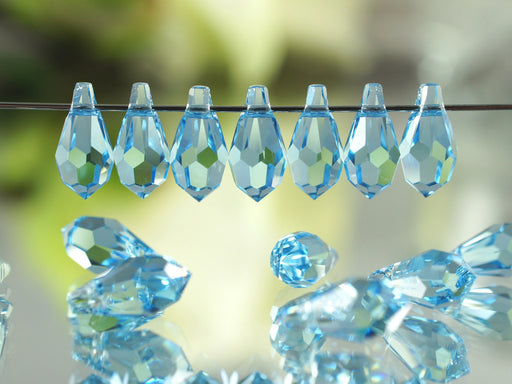 2 pcs Swarovski Elements 6000 Teardrop Pendant, 11x5.5mm, Aquamarine, Czech Glass