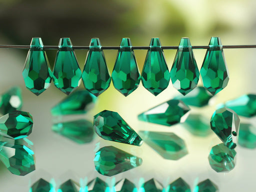 2 pcs Swarovski Elements 6000 Teardrop Pendant, 11x5.5mm, Emerald, Czech Glass