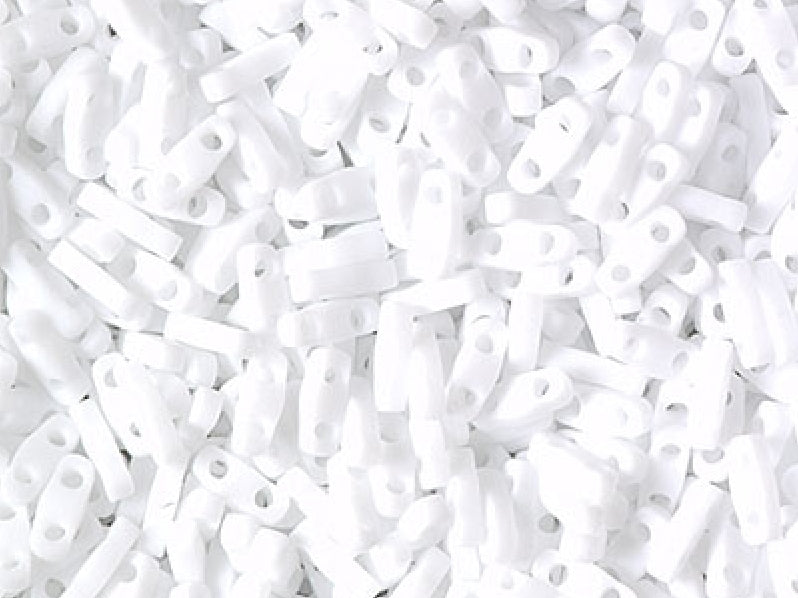 Quarter Tila™Beads 5x1.2x1.9 mm, 2 Holes, White Opaque Matted, Miyuki Japanese Beads