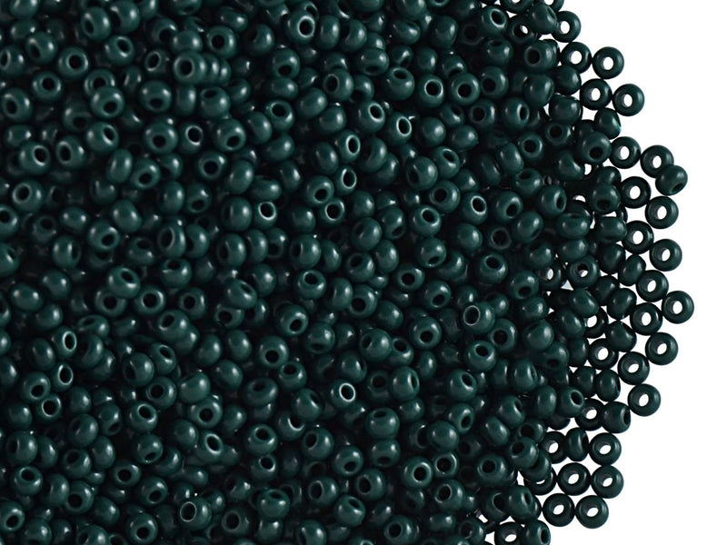 20 g 11/0 Seed Beads Preciosa Ornela, Dark Green Opaque, Czech Glass