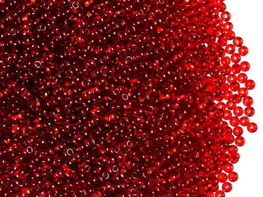 20 g 11/0 Seed Beads Preciosa Ornela, Siam Ruby Transparent, Square Hole, Czech Glass