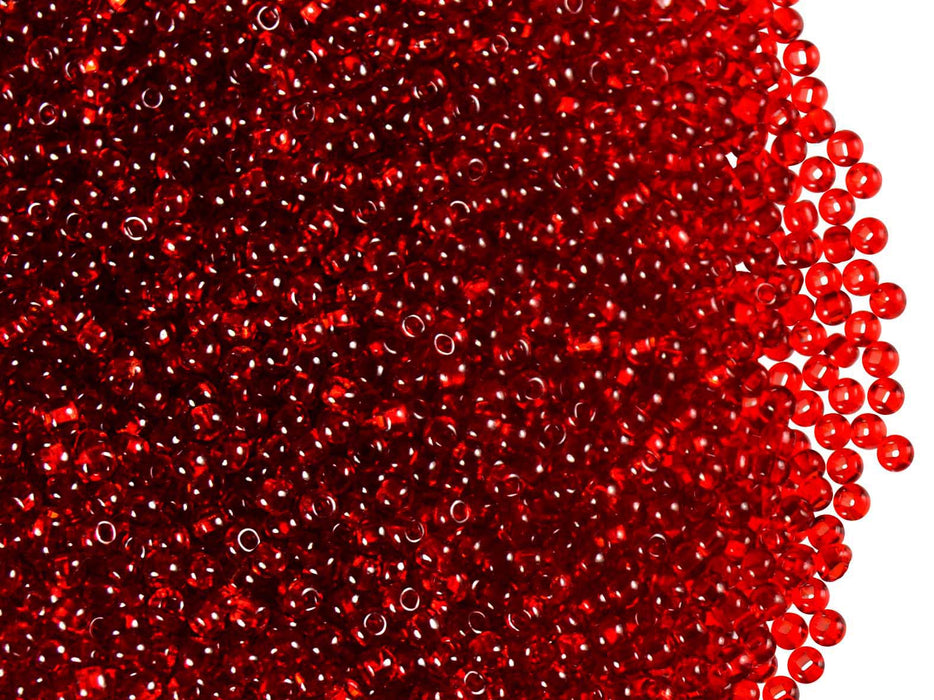 20 g 11/0 Seed Beads Preciosa Ornela, Siam Ruby Transparent, Square Hole, Czech Glass