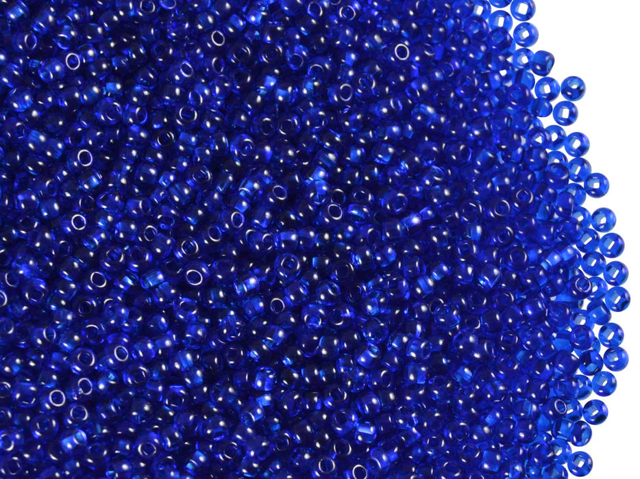 20 g 11/0 Seed Beads Preciosa Ornela, Blue Transparent, Square Hole, Czech Glass