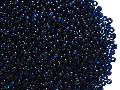 20 g 11/0 Seed Beads Preciosa Ornela, Dark Blue Transparent, Square Hole, Czech Glass