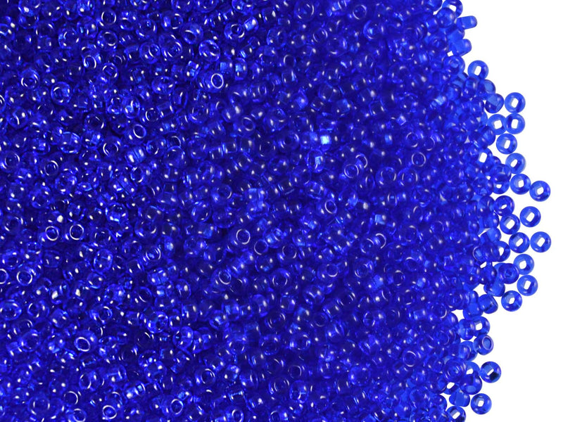 20 g 11/0 Seed Beads Preciosa Ornela, Dark Sapphire Transparent, Square Hole, Czech Glass