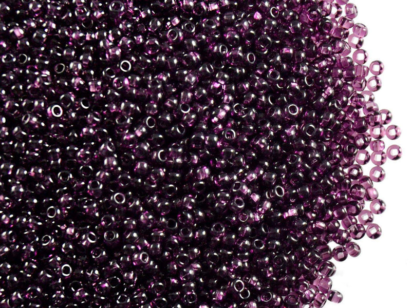 20 g 11/0 Seed Beads Preciosa Ornela, Amethyst Transparent, Square Hole, Czech Glass