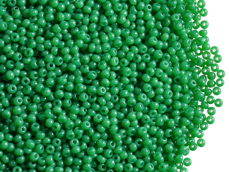 20 g 11/0 Seed Beads Preciosa Ornela, Alabaster Green, Czech Glass