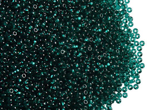 20 g 11/0 Seed Beads Preciosa Ornela, Emerald Green Transparent, Square Hole, Czech Glass
