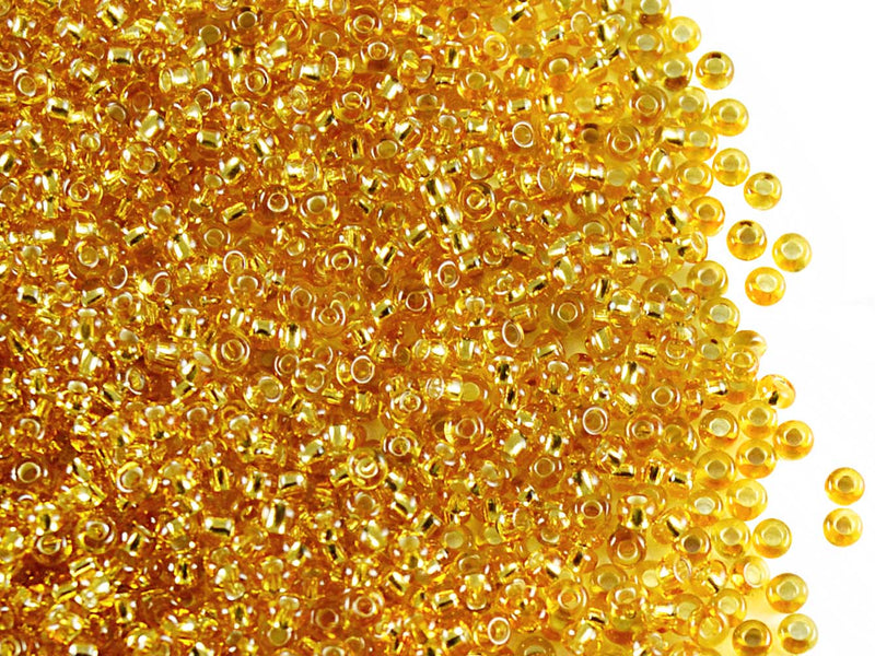 20 g 11/0 Seed Beads Preciosa Ornela, Topaz Silver Lined, Czech Glass