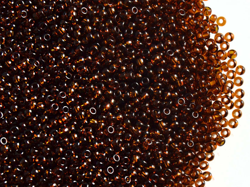 20 g 11/0 Seed Beads Preciosa Ornela, Dark Topaz Transparent, Czech Glass