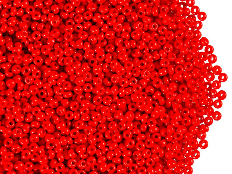 20 g 11/0 Seed Beads Preciosa Ornela, Red Coral Opaque, Czech Glass
