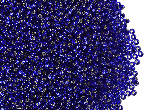 20 g 11/0 Seed Beads Preciosa Ornela, Square Hole, Cobalt Silver Lined, Czech Glass