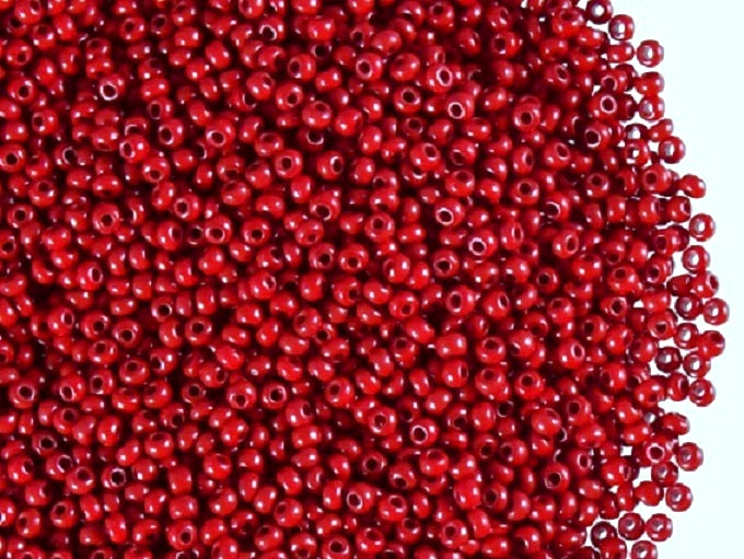 20 g 11/0 Seed Beads Preciosa Ornela, Opaque Red, Czech Glass