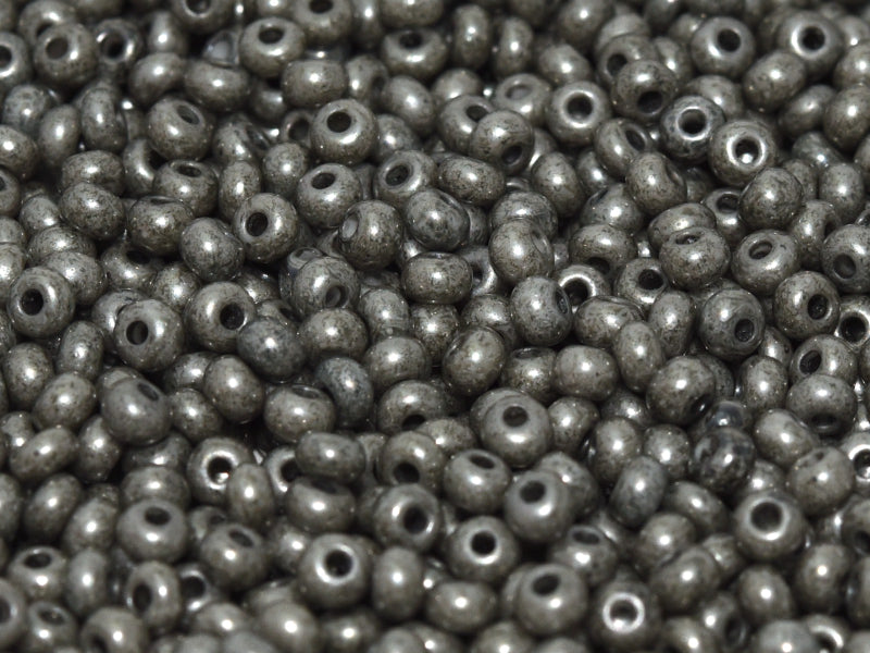 20 g 11/0 Seed Beads Preciosa Ornela, Chalk White Gray Luster, Czech Glass