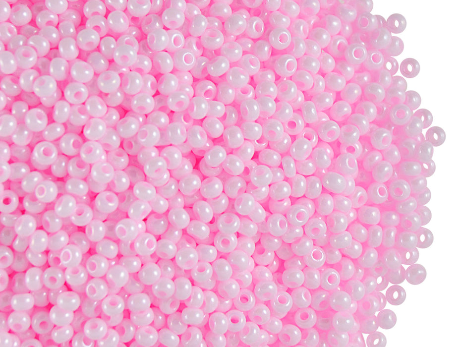20 g 11/0 Seed Beads Preciosa Ornela, Opaque Dyed Pink, Czech Glass