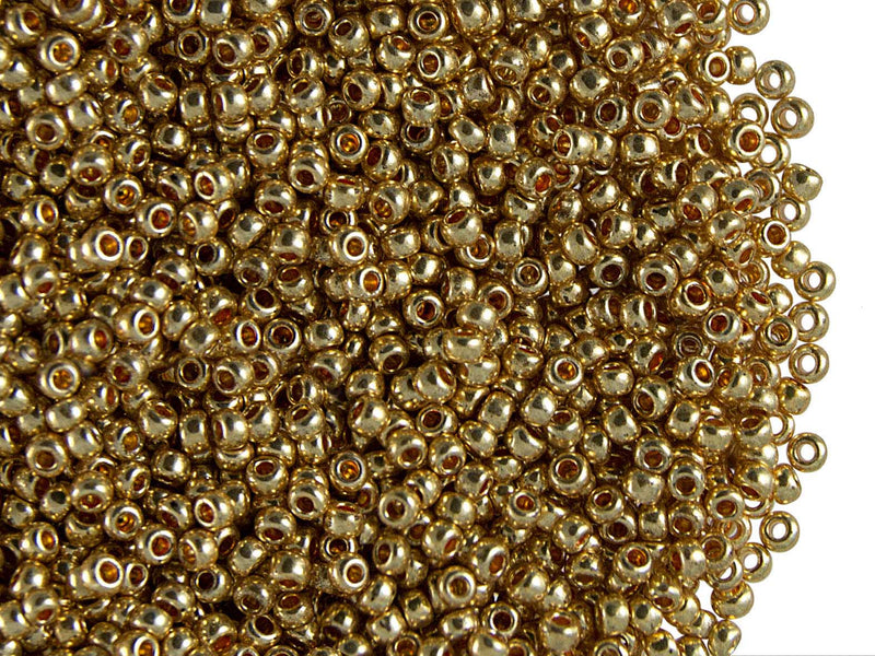 20 g 11/0 Seed Beads Preciosa Ornela, Light Gold Metallic, Czech Glass