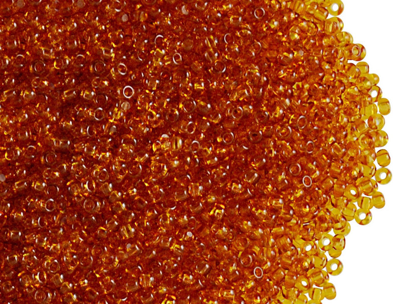 10 g 11/0 1-Cut Seed Beads Charlotte Preciosa Ornela, Topaz Transparent, Czech Glass
