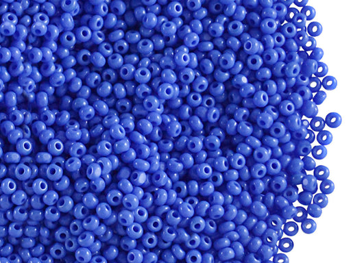 10 g 11/0 1-Cut Seed Beads Charlotte Preciosa Ornela, Opaque Medium Blue, Czech Glass