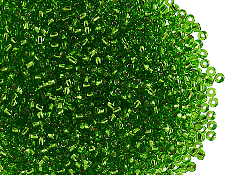 20 g 11/0 Seed Beads Preciosa Ornela, Czech Glass, Light Green Silver Lined