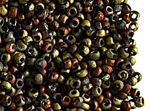 10 g 11/0 Etched Seed Beads, Etched California Gold Rush Dark, Czech Glass