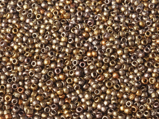 10 g 11/0 Etched Seed Beads, Etched Metallic Mix, Czech Glass