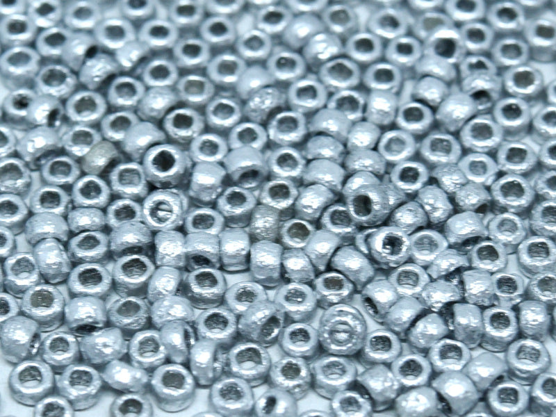 10 g 11/0 Etched Seed Beads, Etched Aluminum Silver, Czech Glass