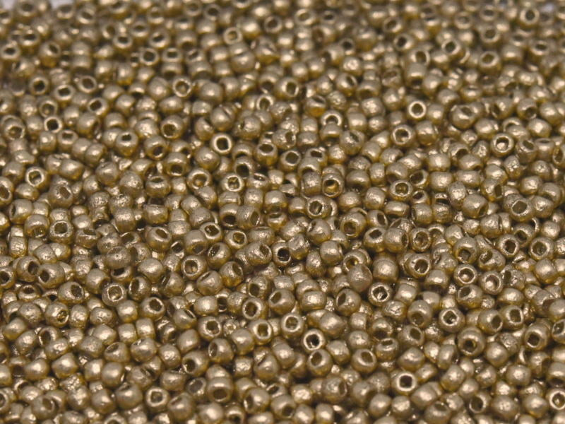 10 g 11/0 Etched Seed Beads, Etched Aztec Gold, Czech Glass