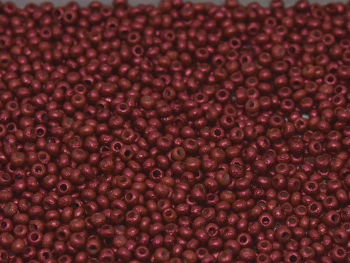 10 g 11/0 Etched Seed Beads, Etched Lava Red, Czech Glass