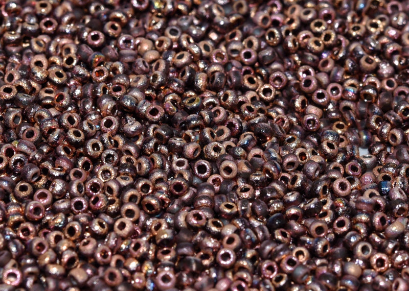 10 g 11/0 Etched Seed Beads, Crystal Etched Full Capri Rose, Czech Glass