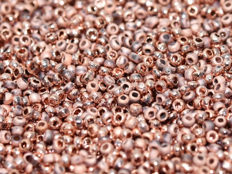 10 g 11/0 Etched Seed Beads, Crystal Etched Capri Gold Full, Czech Glass